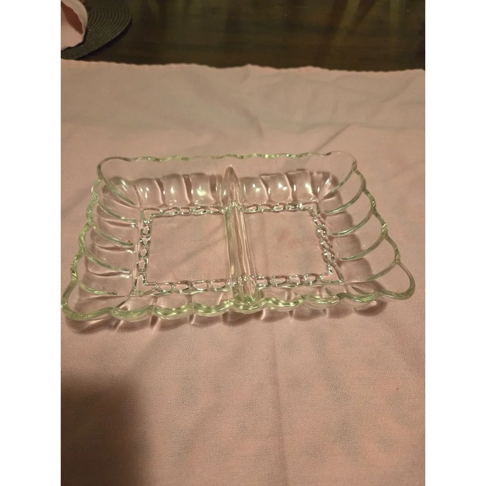 vintage glass serving tray possibly Indiana glass